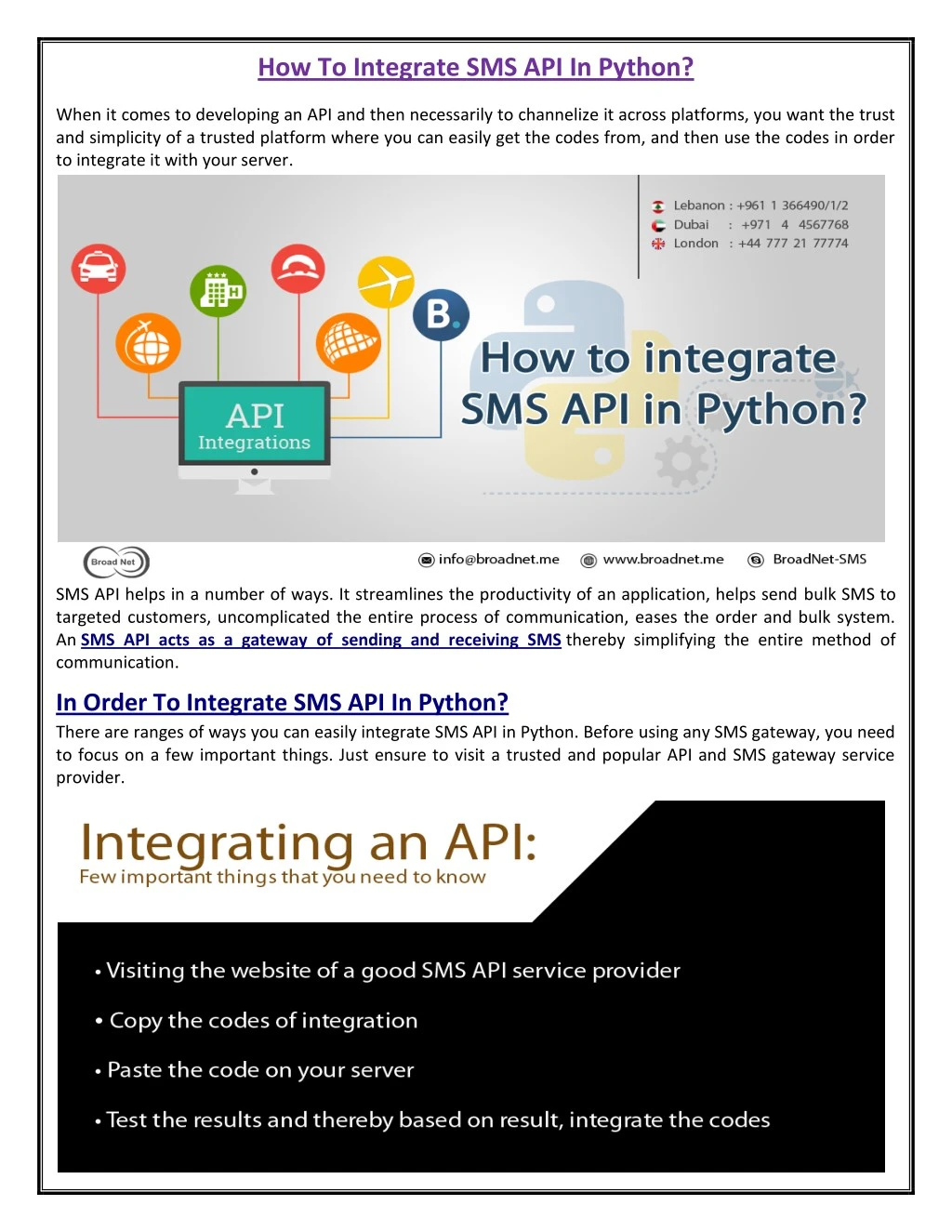 how to integrate sms api in python