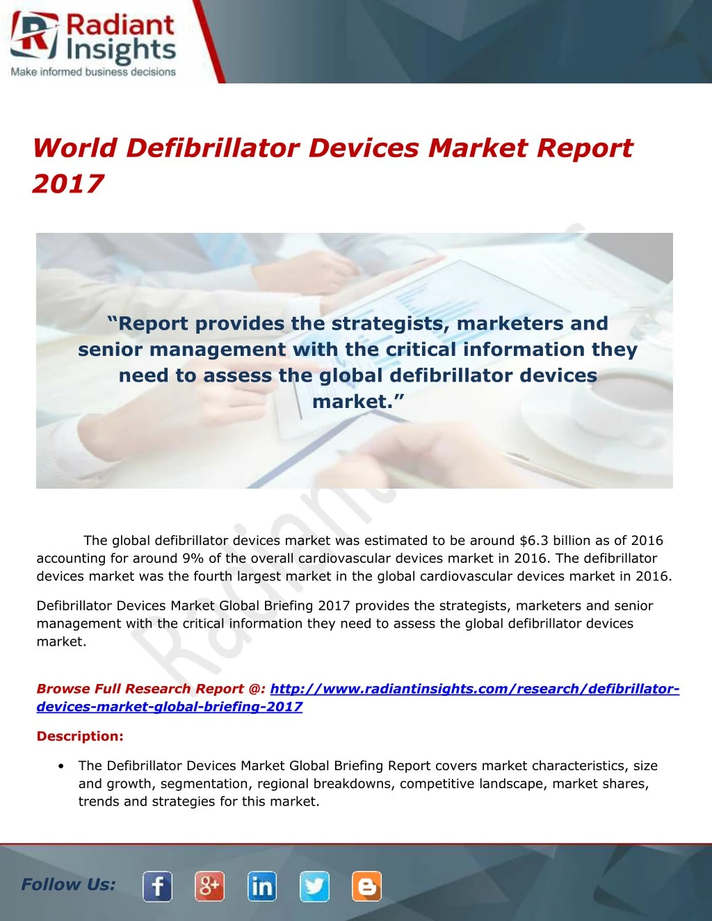 world defibrillator devices market report 2017