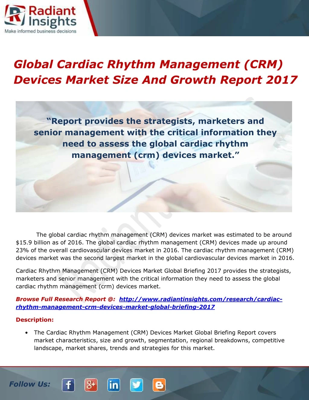 global cardiac rhythm management crm devices
