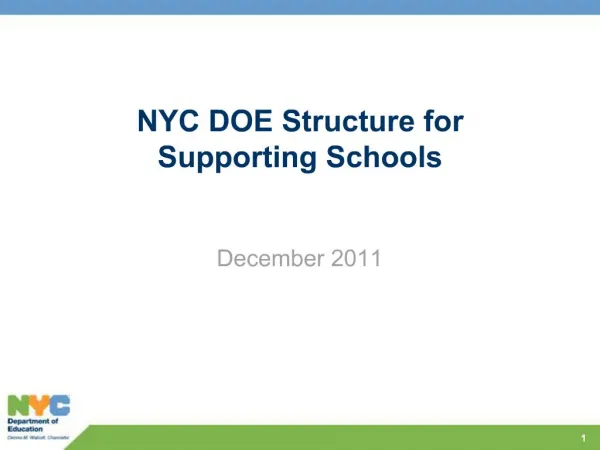 NYC DOE Structure for Supporting Schools