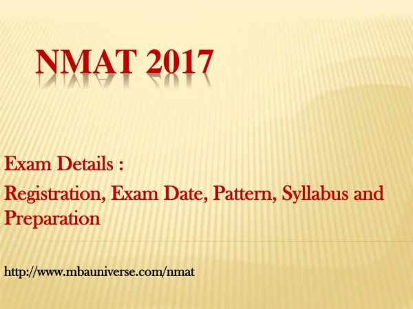 NMAT 2017 : Registration, Exam Date, Pattern, Syllabus and Preparation