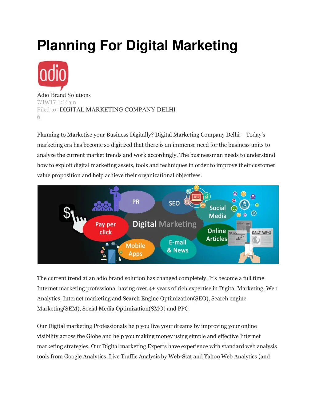 planning for digital marketing