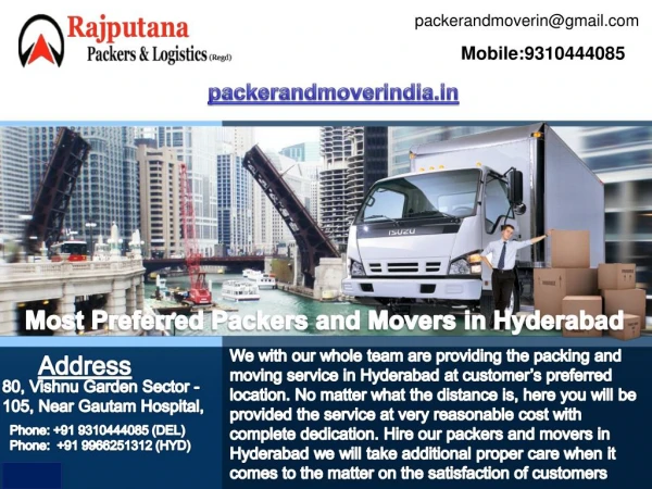 Most Preferred Packers and Movers in Hyderabad