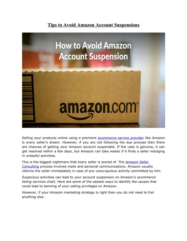 Tips to Avoid Amazon Account Suspensions