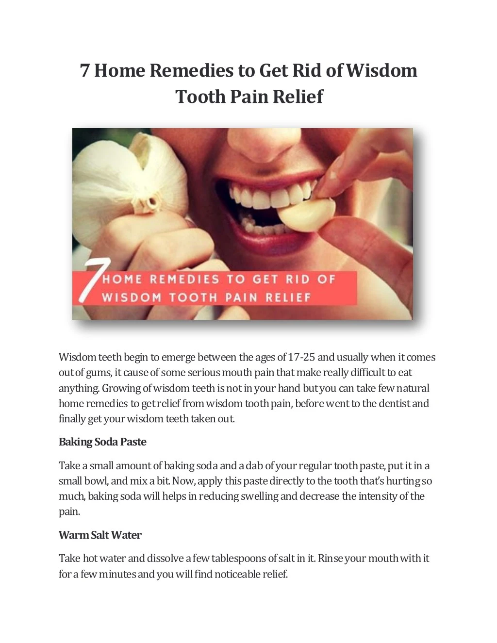 7 home remedies to get rid of wisdom tooth pain