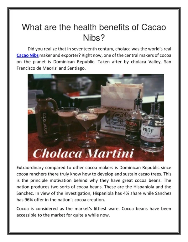 What are the health benefits of Cacao Nibs?