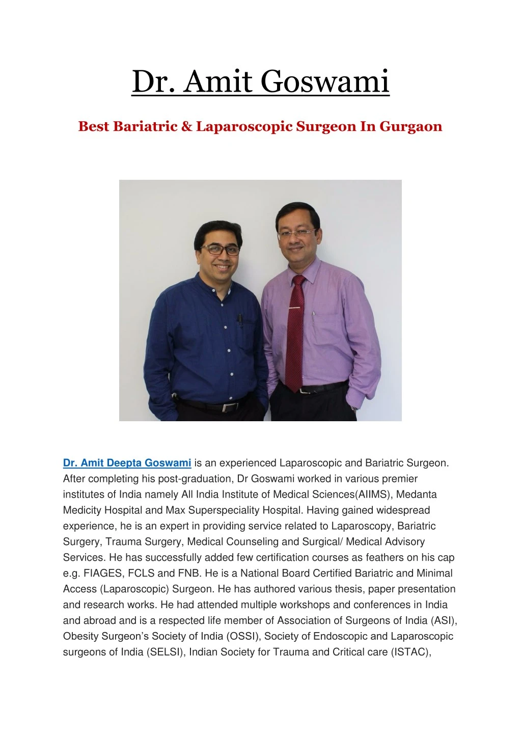 dr amit goswami best bariatric laparoscopic
