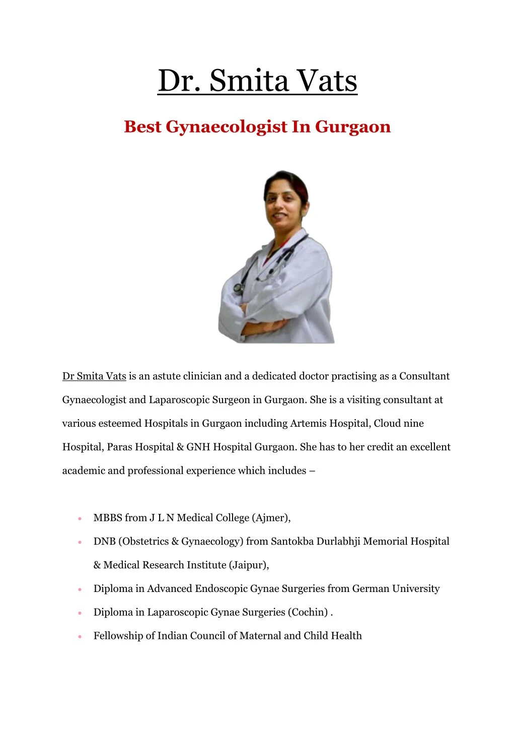 dr smita vats best gynaecologist in gurgaon