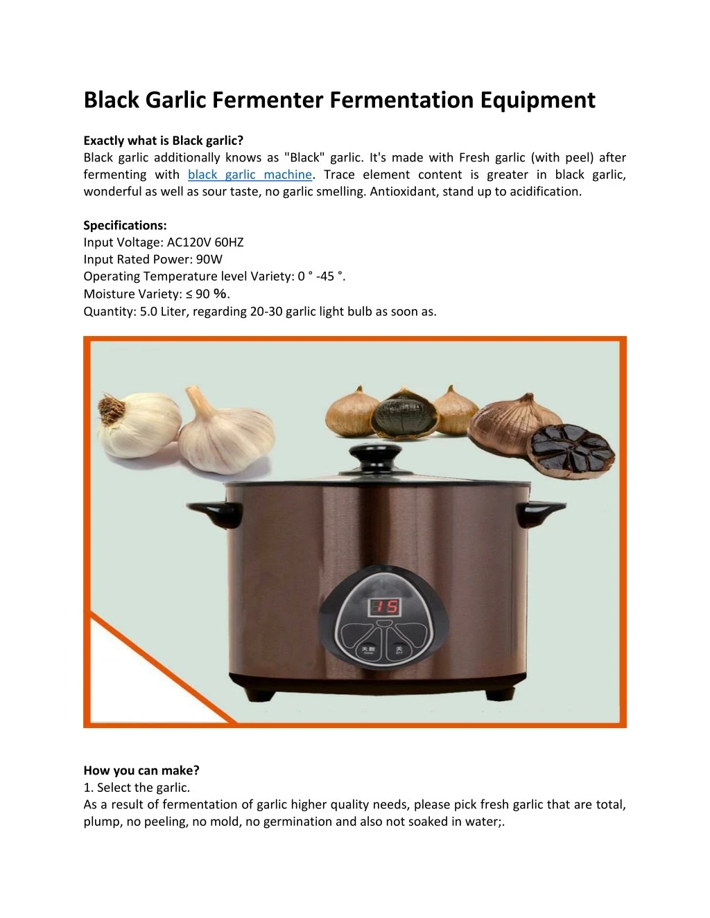 black garlic fermenter fermentation equipment