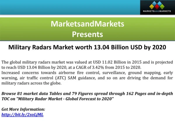 Military Radars Market worth 13.04 Billion USD by 2020