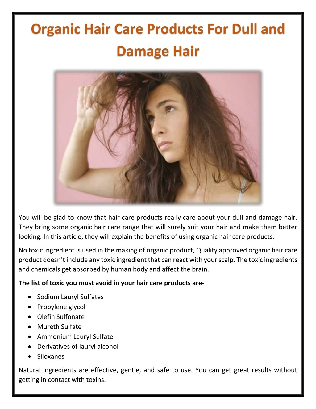 organic hair care products for dull and damage