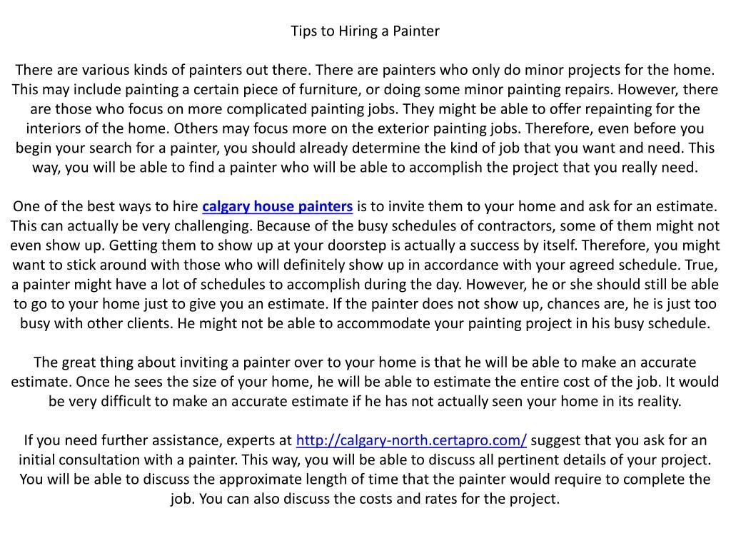 tips to hiring a painter there are various kinds