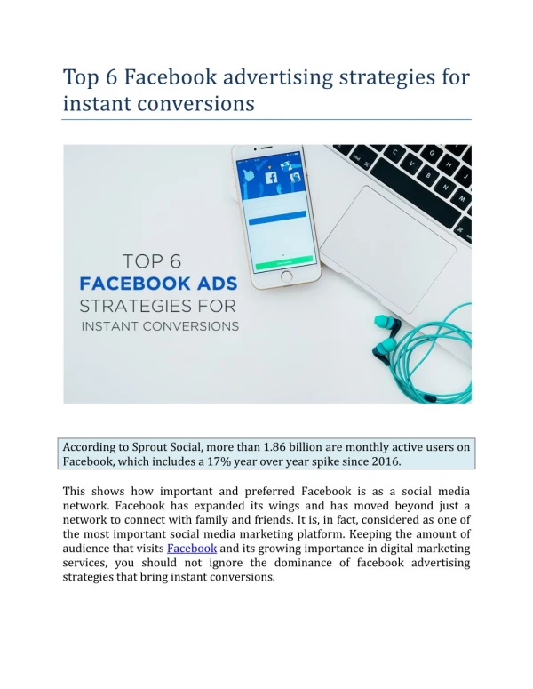 Top 5 Facebook advertising strategies that brings conversions