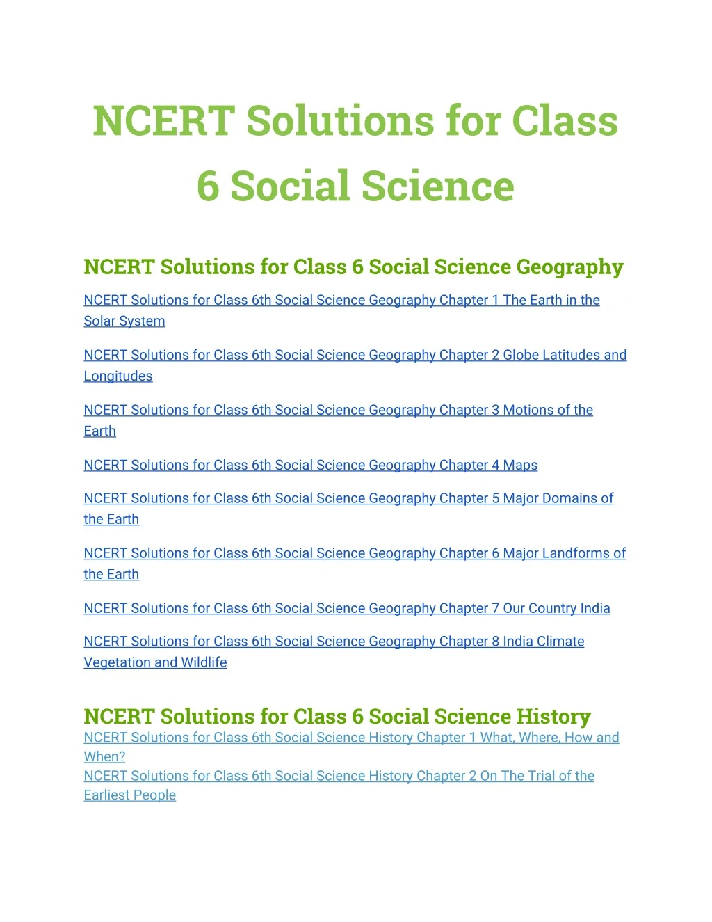 ncert solutions for class 6 social science