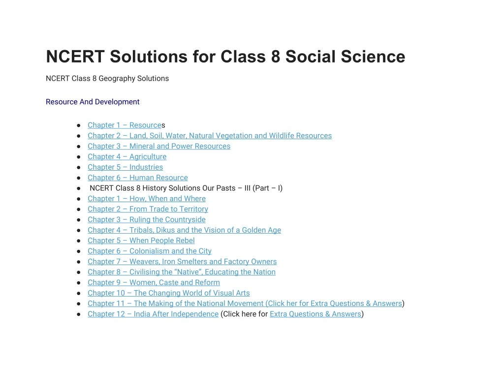 ncert solutions for class 8 social science