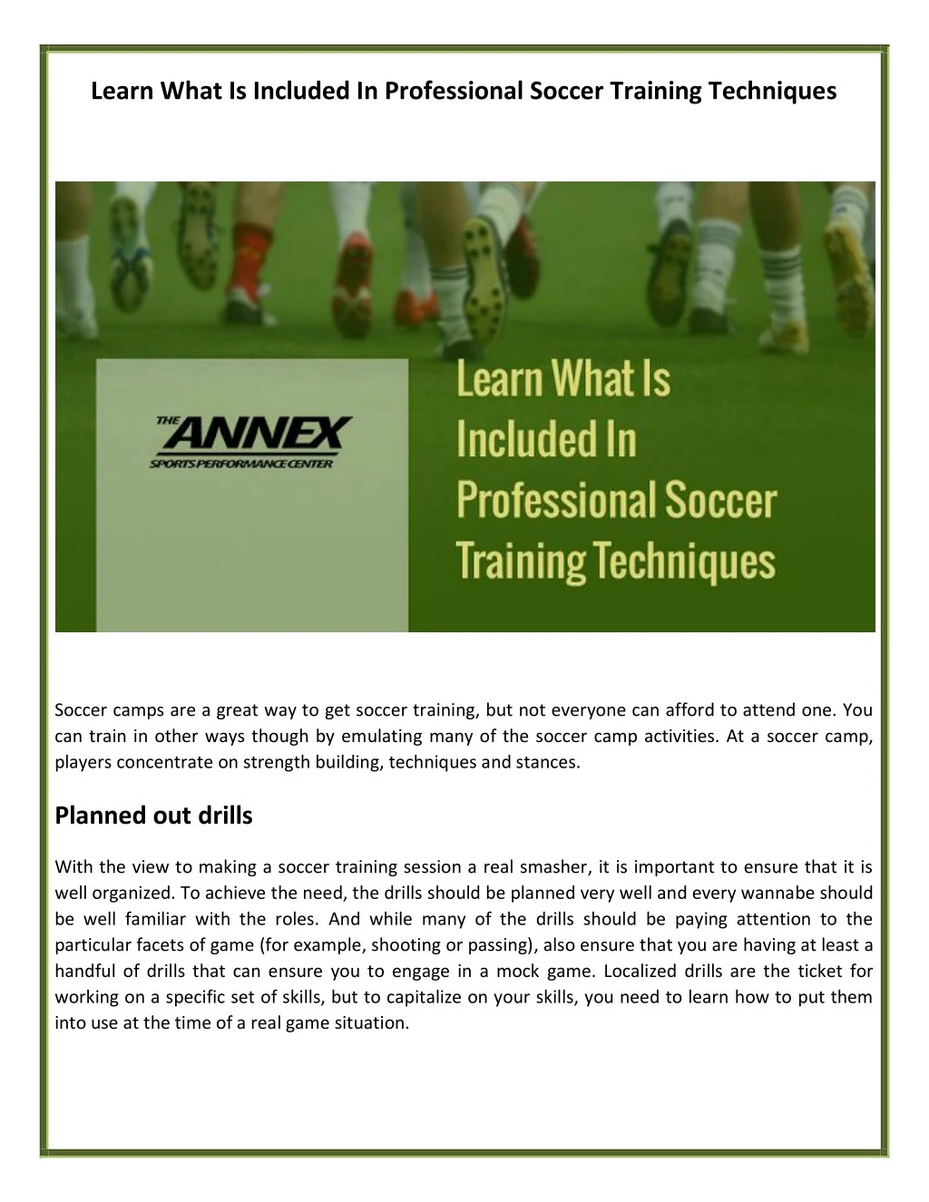 learn what is included in professional soccer