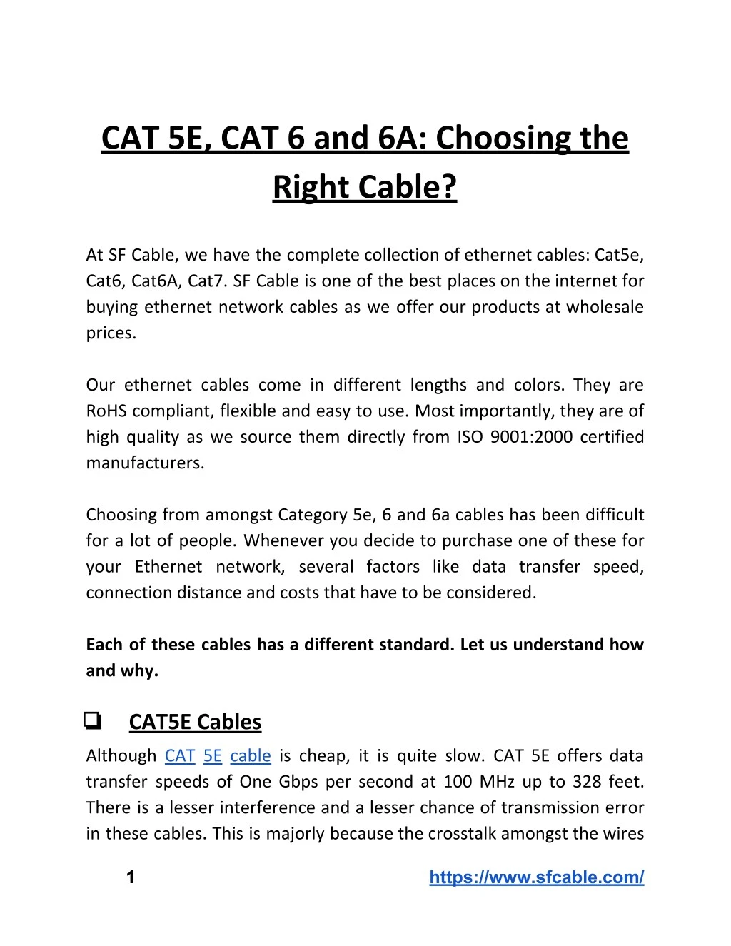 cat 5e cat 6 and 6a choosing the right cable