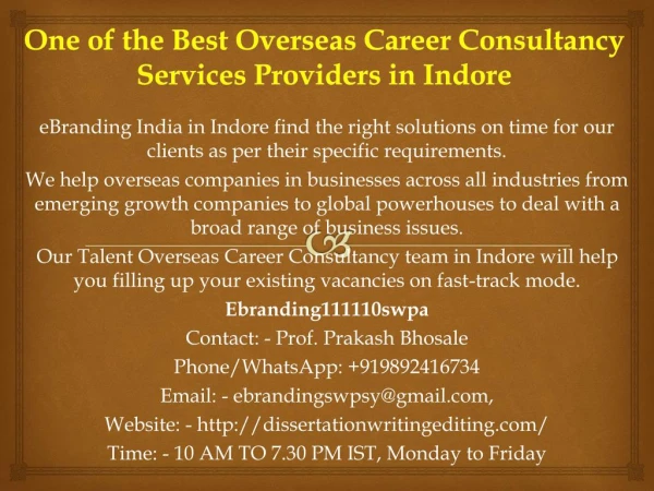One of the Best Overseas Career Consultancy Services Providers in Indore