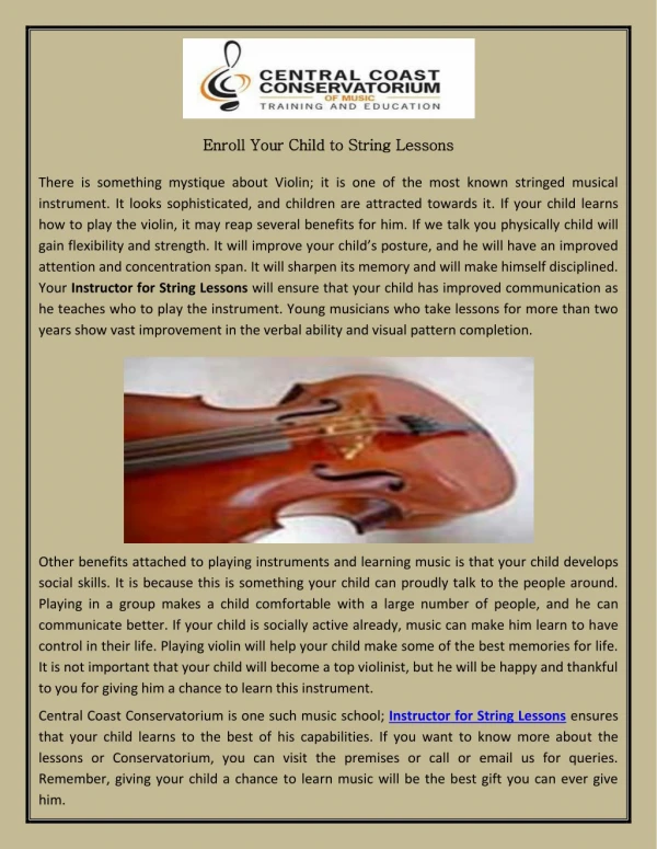 Enroll Your Child to String Lessons
