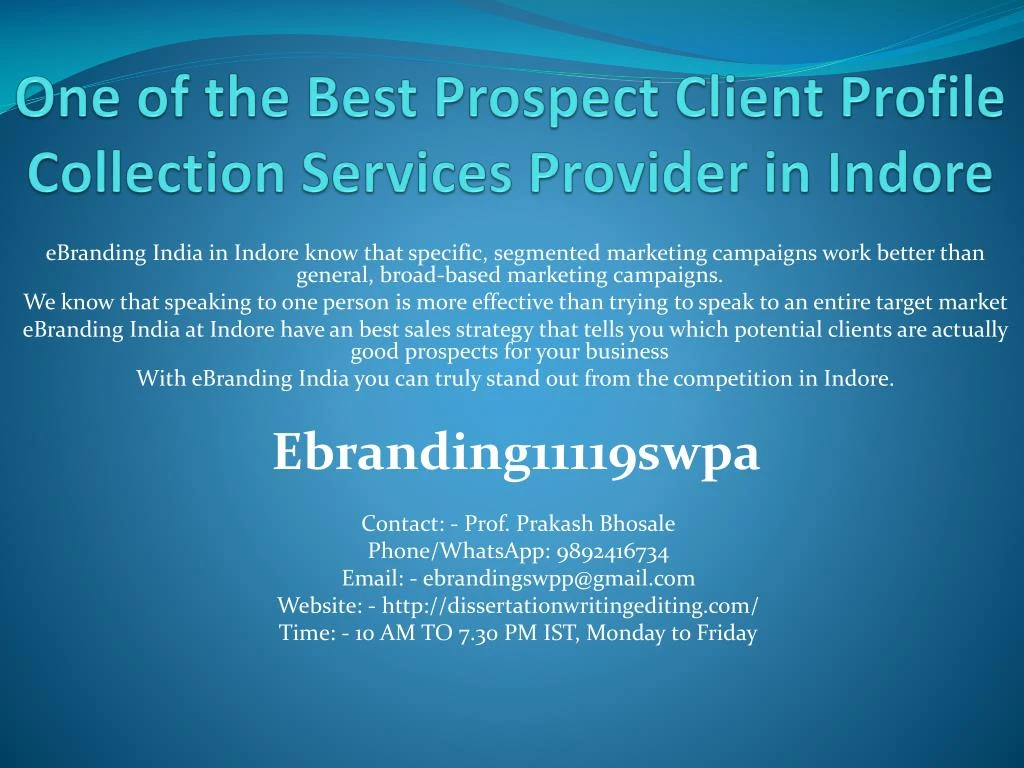 one of the best prospect client profile collection services provider in indore