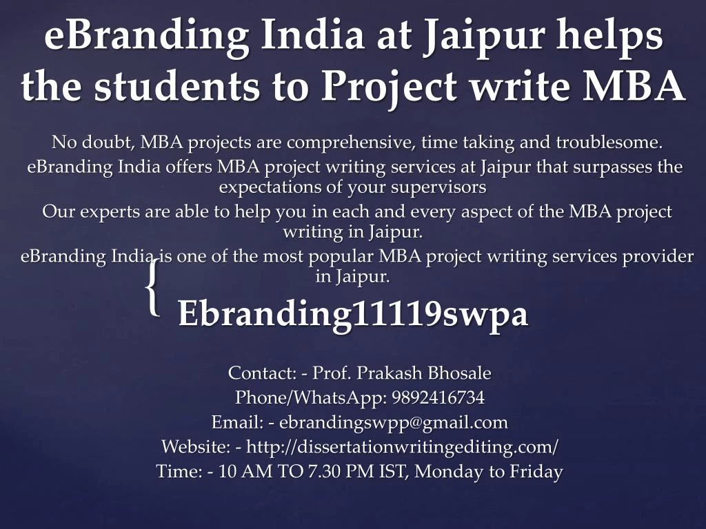 ebranding india at jaipur helps the students to project write mba