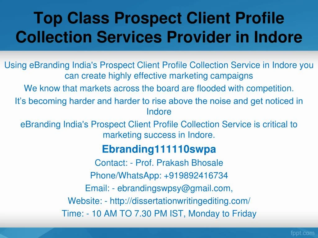 top class prospect client profile collection services provider in indore