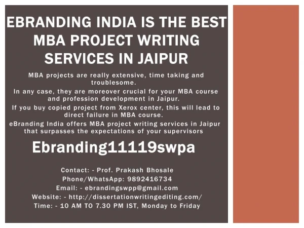 ebranding india is the best mba project writing services in jaipur