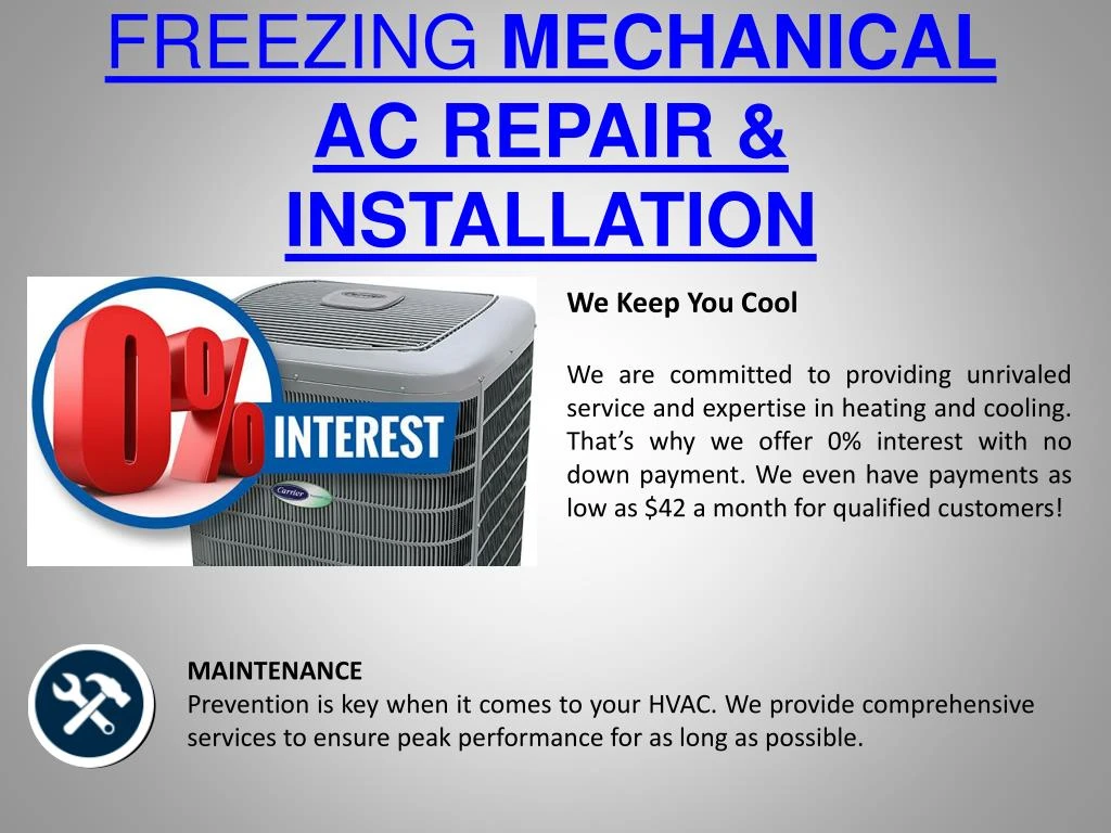 freezing mechanical ac repair installation