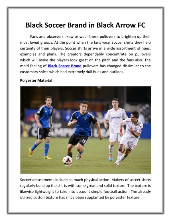 Black Soccer Brand in Black Arrow FC