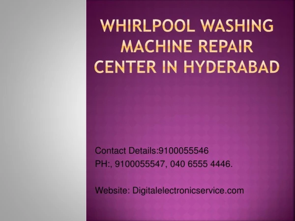 Whirlpool Washing Machine Repair Center in Hyderabad