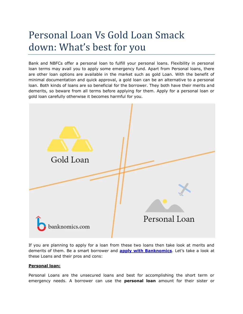personal loan vs gold loan smack down