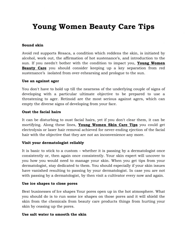 Young Women Beauty Care