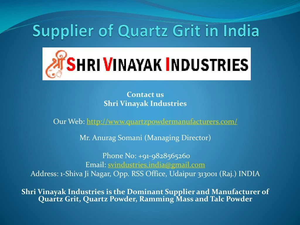 supplier of quartz grit in india