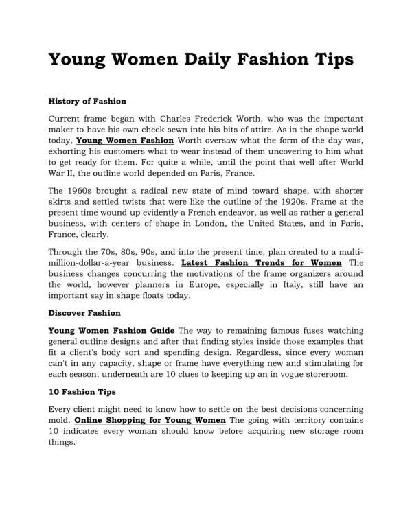 Young Women Fashion Care