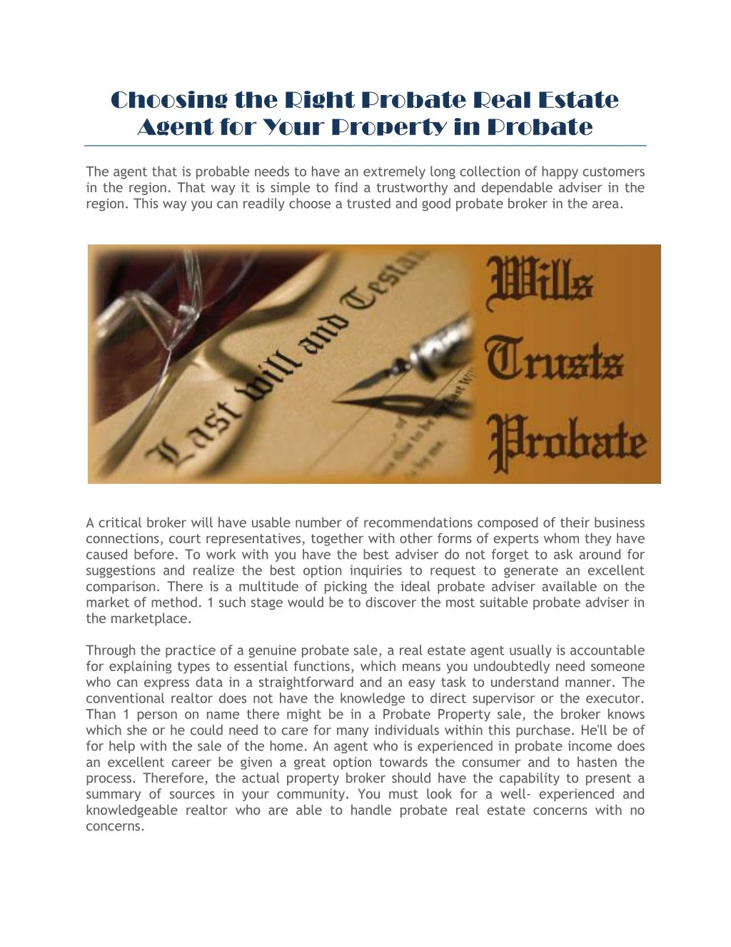 choosing the right probate real estate agent