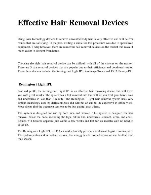 Effective Hair Removal Devices