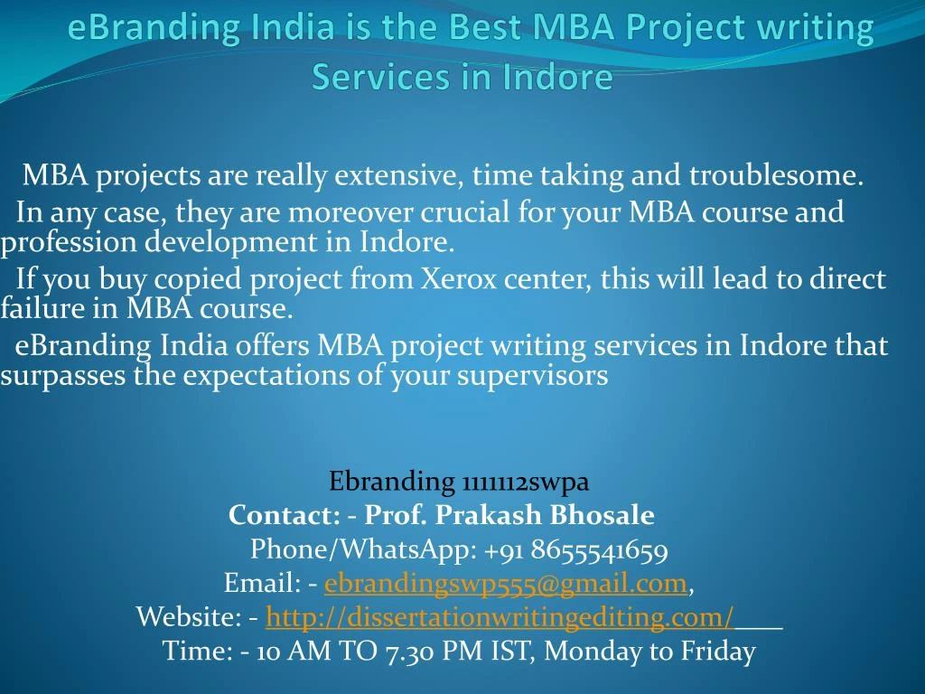 ebranding india is the best mba project writing services in indore