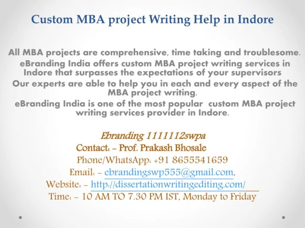 custom mba project writing help in indore