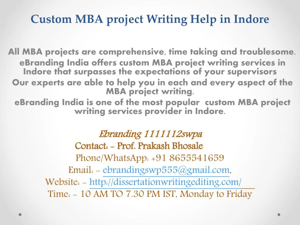 custom mba project writing help in indore