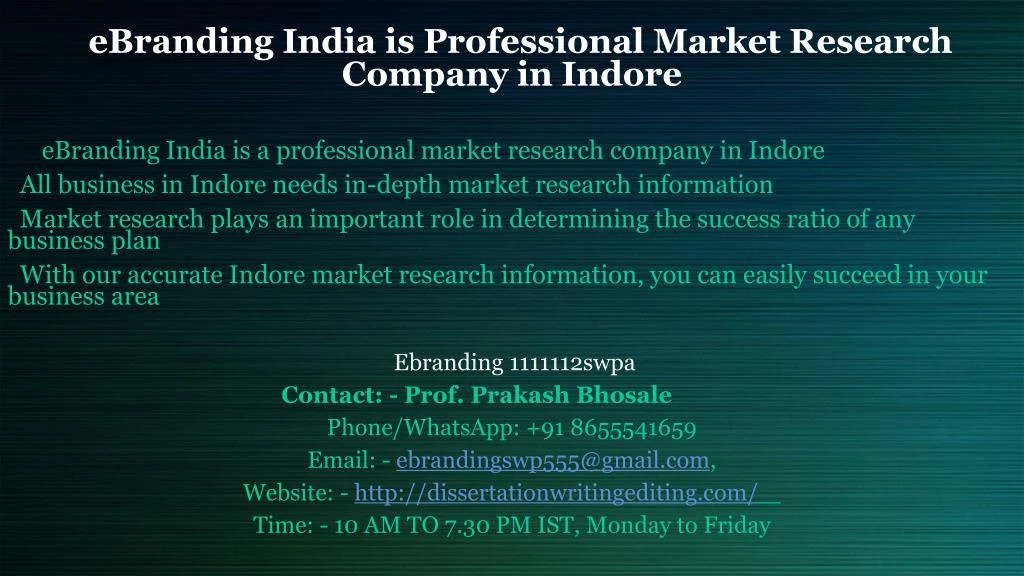 ebranding india is professional market research company in indore