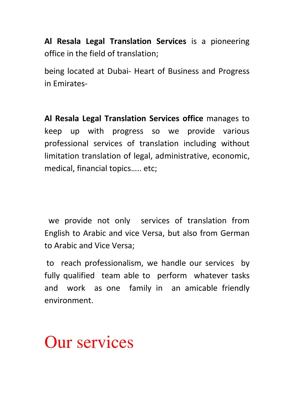 al resala legal translation services