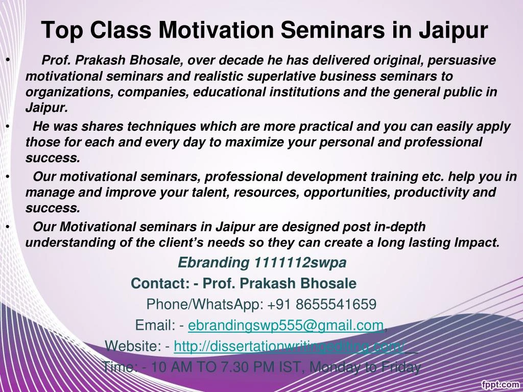 top class motivation seminars in jaipur