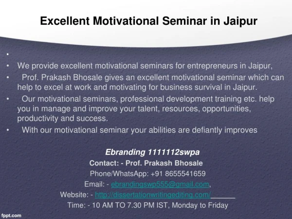 Excellent Motivational Seminar in Jaipur