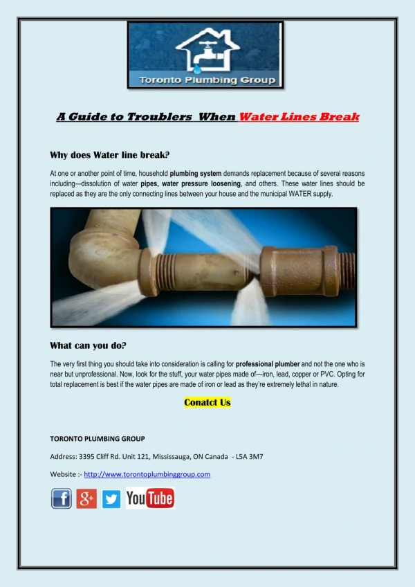 Guide to Troublers When Water Lines Break