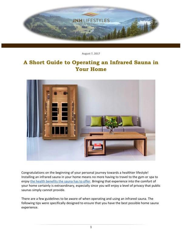 A Short Guide to Operating an Infrared Sauna in Your Home