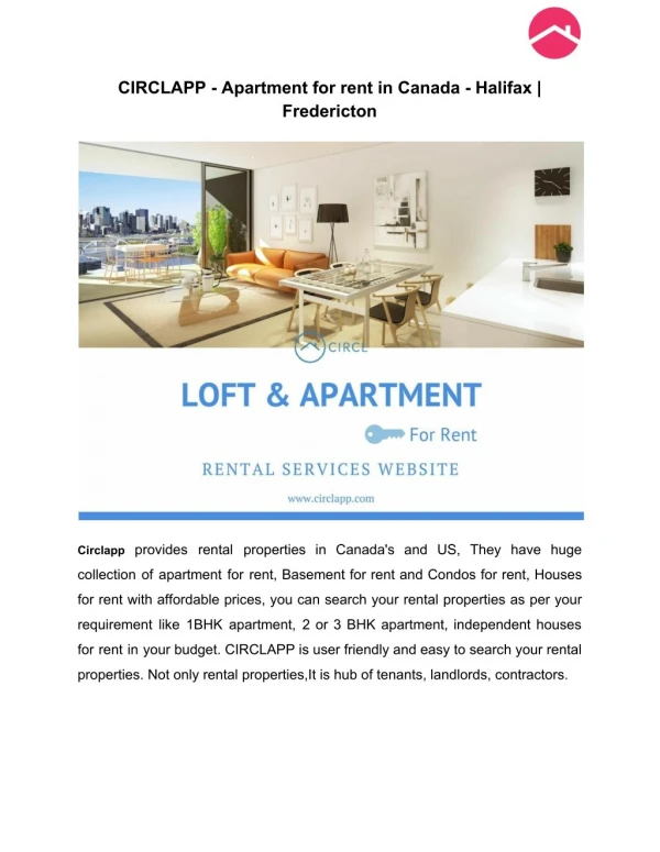 CIRCLAPP - Apartment for rent in Canada - Halifax | Fredericton