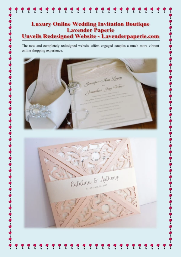 Luxury Online Wedding Invitation Boutique, Lavender Paperie, Unveils Redesigned Websit