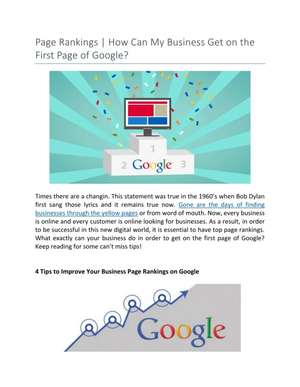 Page Rankings | How Can My Business Get on the First Page of Google?