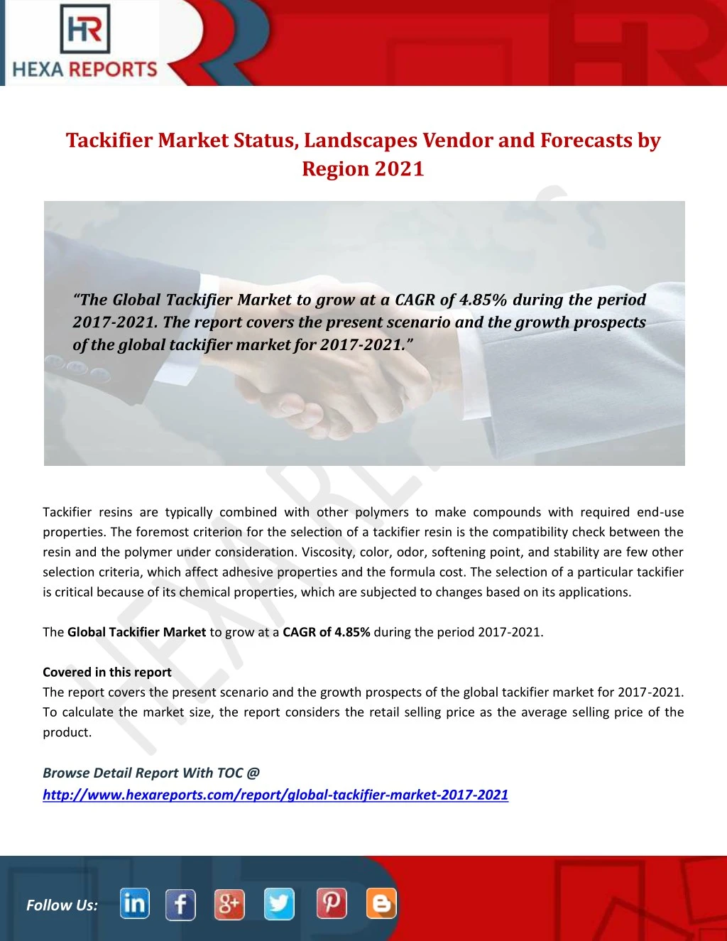 tackifier market status landscapes vendor
