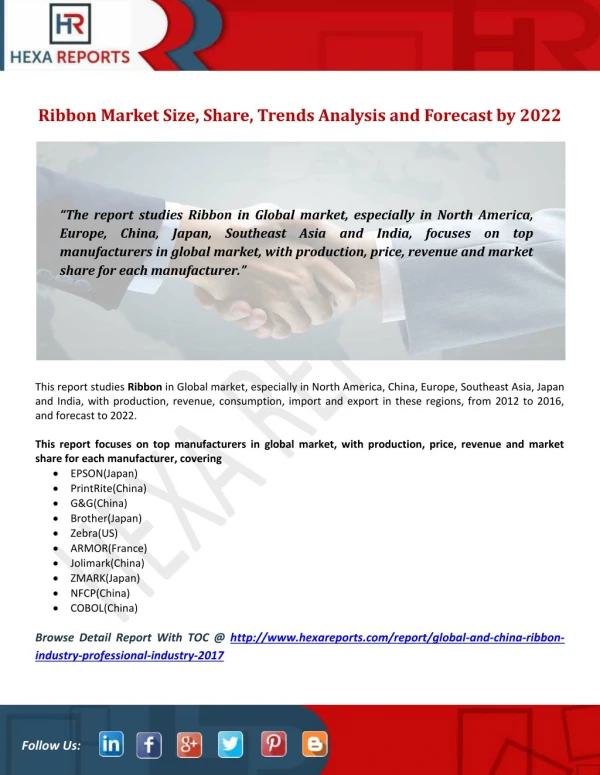 Ribbon Market Size, Share, Trends Analysis and Forecast by 2022